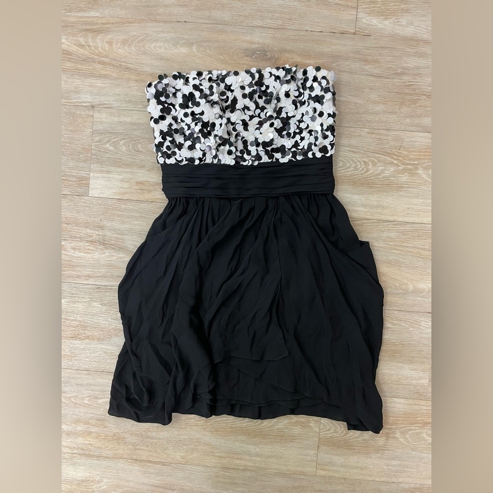 Alice + Olivia Silk Sequins Strapless Party Dress size 8